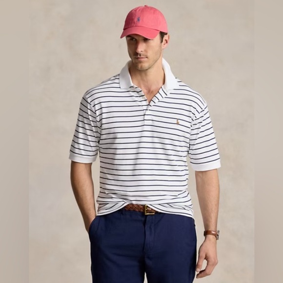 Polo Ralph Lauren Striped Soft Cotton Shirt Size XL Custom Slim Fit White Navy - Picture 1 of 8